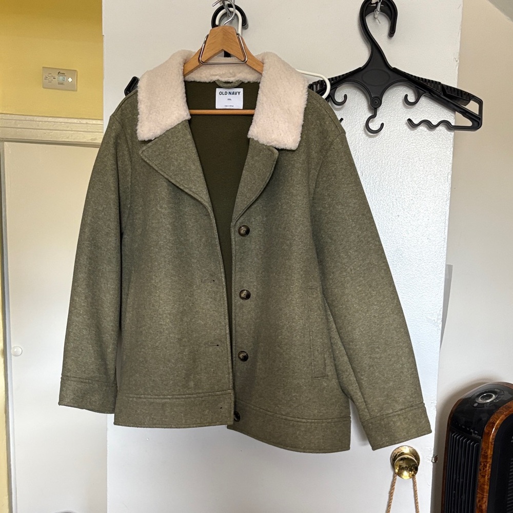 Old Navy Olive Jacket with Cream Collar